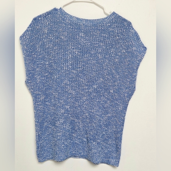 Jones New York Speckled Blue V-Neck Boxy Boho Cottagcore Pullover Sz S/M Sweater - Picture 2 of 7